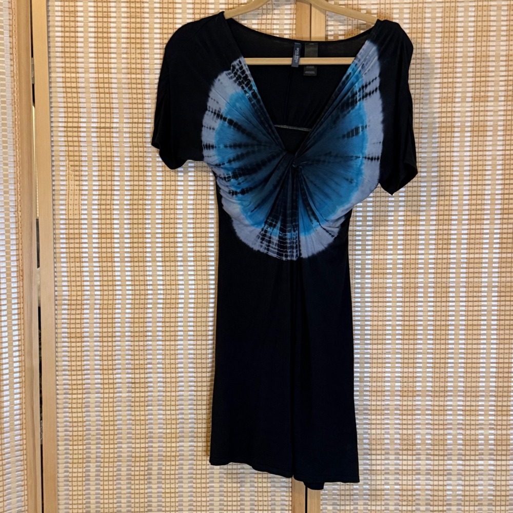 Bisou Bisou Michele Bohbot Tie Dye Butterfly Twist V-Neck Mini Dress Small